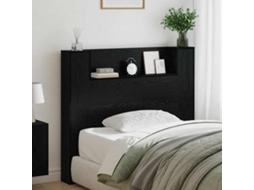 Vidaxl Cabeceira De Armazenamento Com Led Carvalho Preto