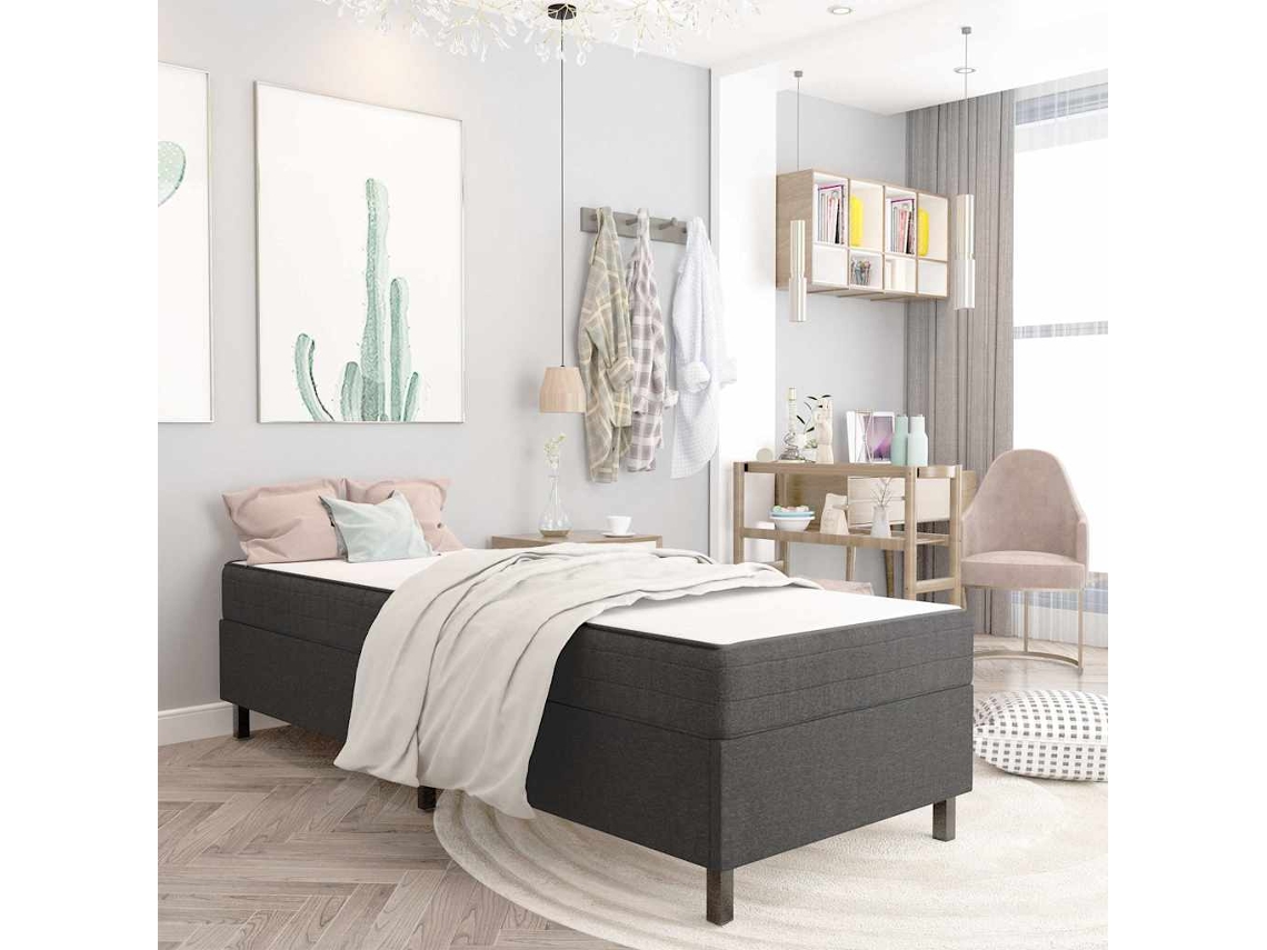 Vidaxl Cama Boxspring 100x200 Cm Tecido Cinzento-escuro