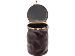 Estojo De Batom Em Couro, Mini Bolsa De Maquiagem Retrô Com Espelho Portátil Para Armazenamento.