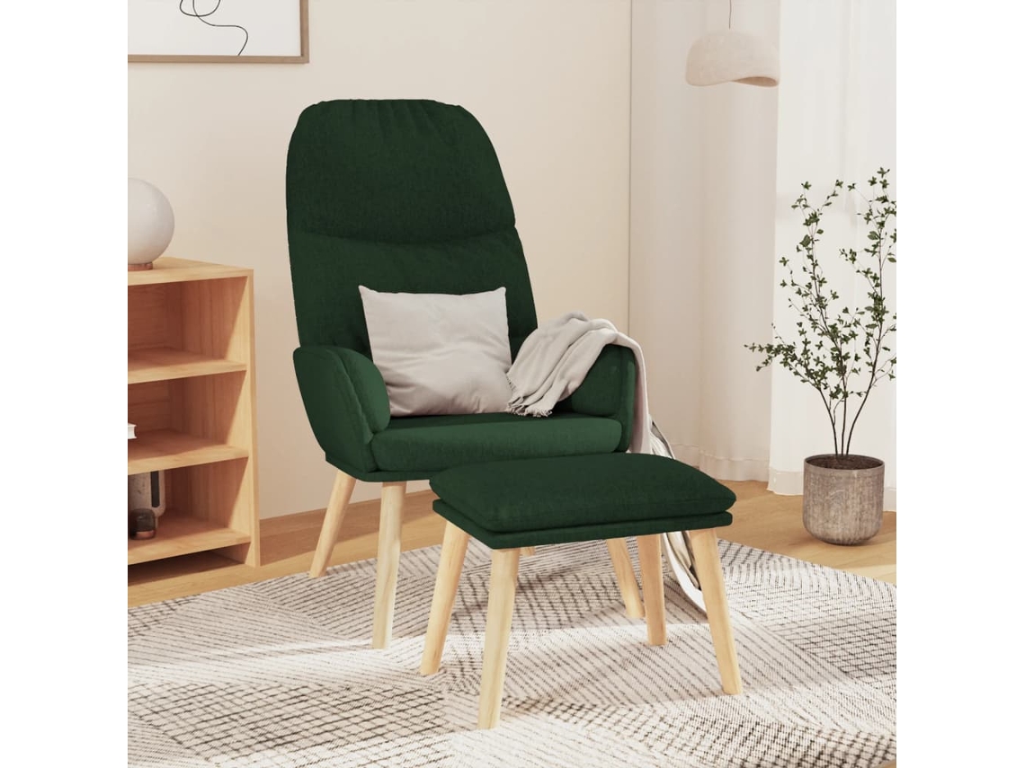 Relaxing Chair With Stool, Relaxing Chairs With Stools Vidaxl Verde Tecido