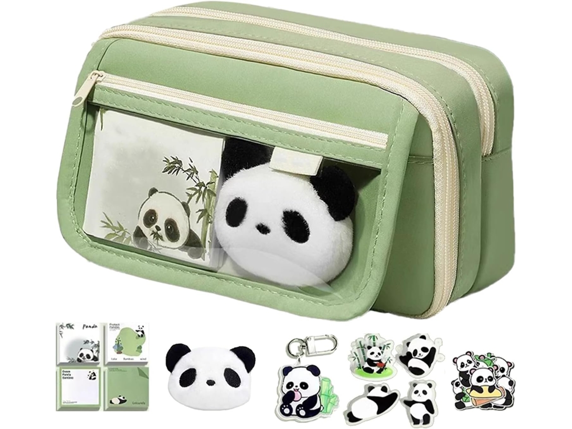 Estojo Bonito E Estiloso| Fofo Para Meninas| Escolar Com Grande Capacidade| De Panda| Zíper Canetas E
