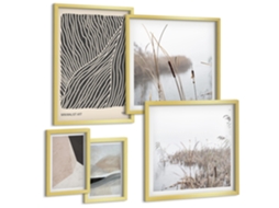 Conjunto De Pinturas Arte Minimalista Natureza Espelharte (5 Peças)