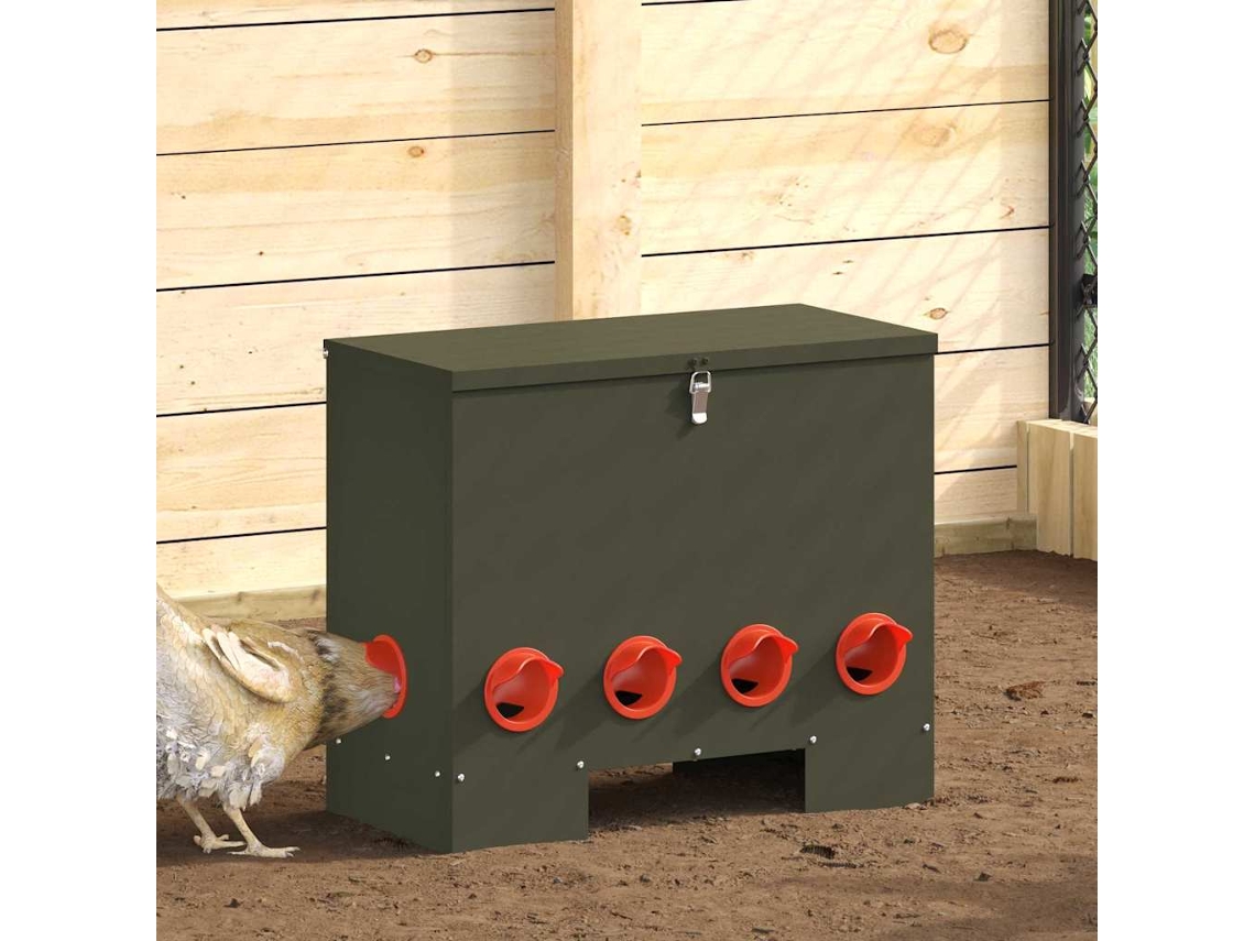 Vidaxl Comedouro Para Galinha Verde-azeitona 60,5 X 29 X 51 Cm 25 Kg
