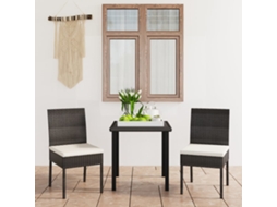 Conjunto De 3 Peças De Jantar Para Jardim Vime Pe Preto Dkd Home Decor