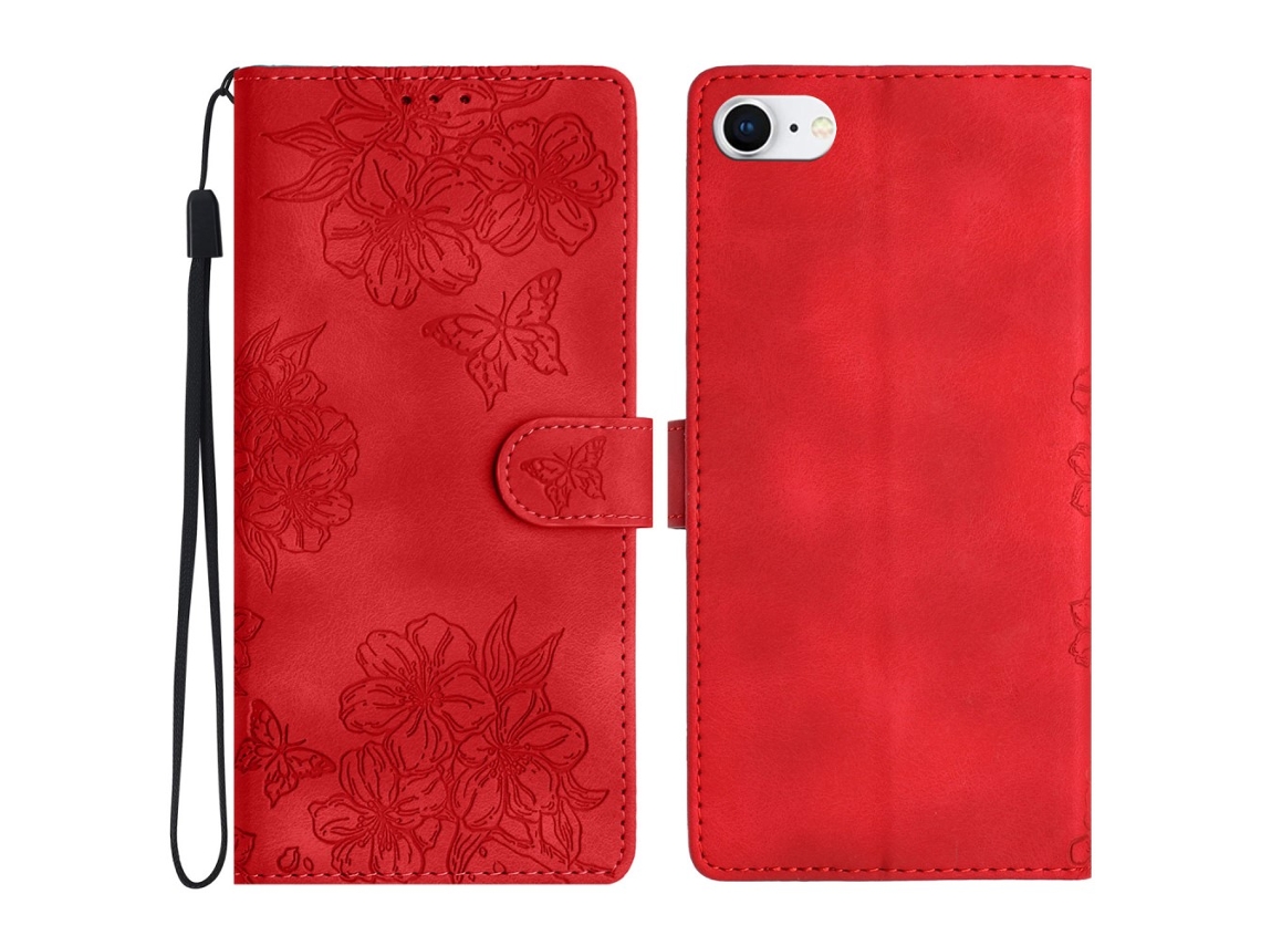 Capa Em Couro Pu Com Suporte Para Apple Iphone 6 / 6s / 7 / 8 - Vermelho