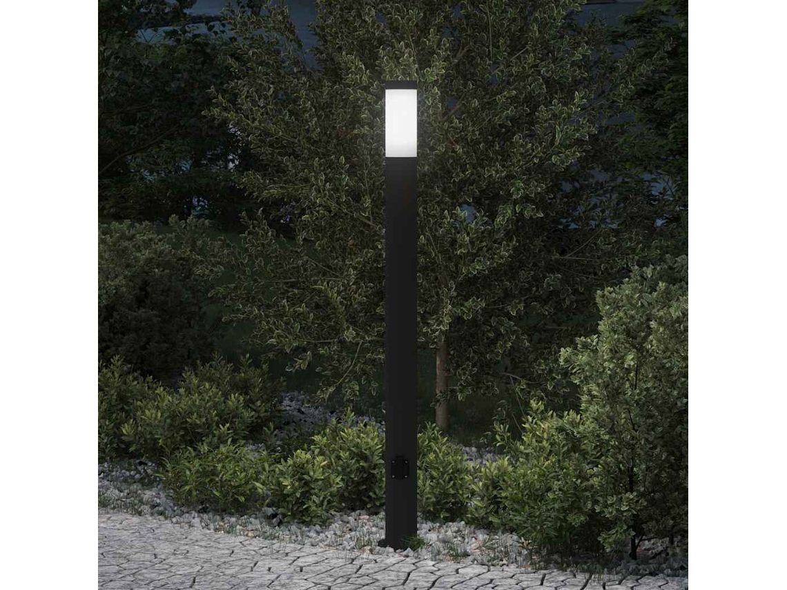 Vidaxl Luminária De Poste Com Tomada, 110 Cm, Aço Inoxidável, Ip44