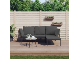 Vidaxl 3pcs Conjunto Lounge Jardim C/ Almofadões Cinza-escuros Vime Pe