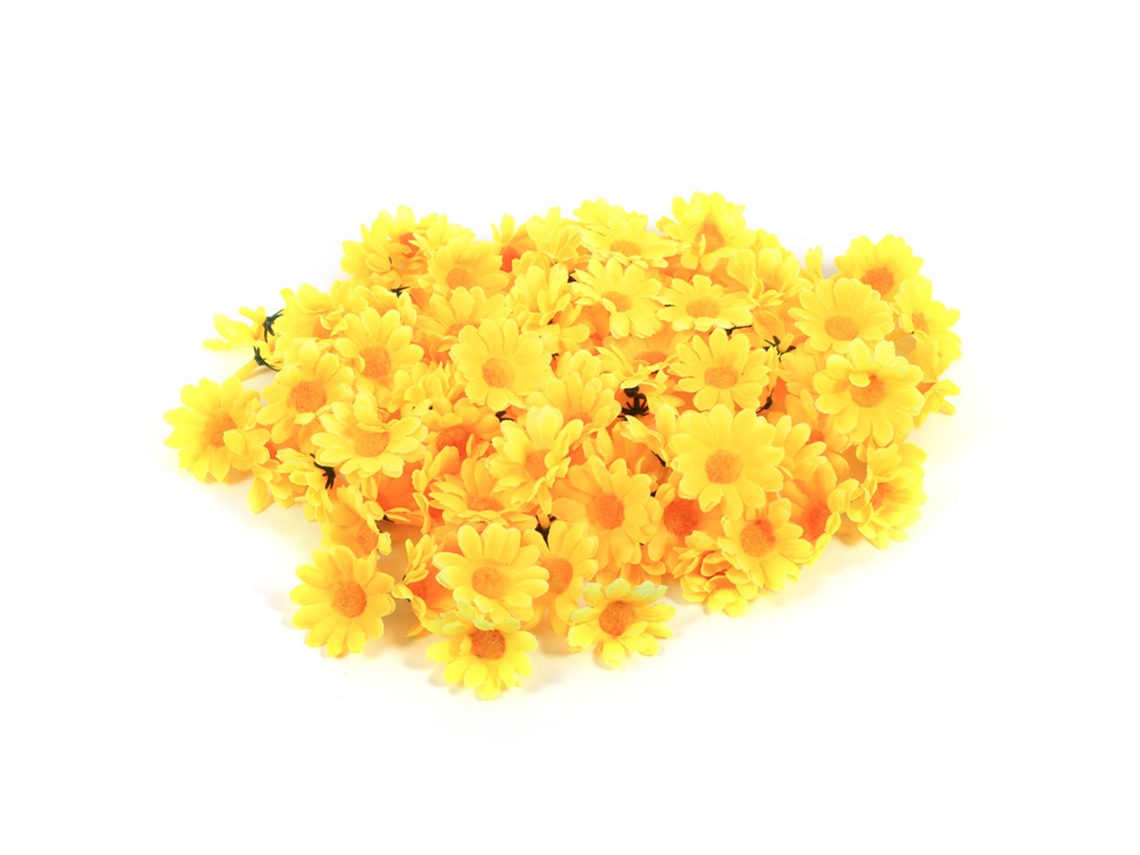 100 Margaridas Artificiais Amarelas Decoração Diy
