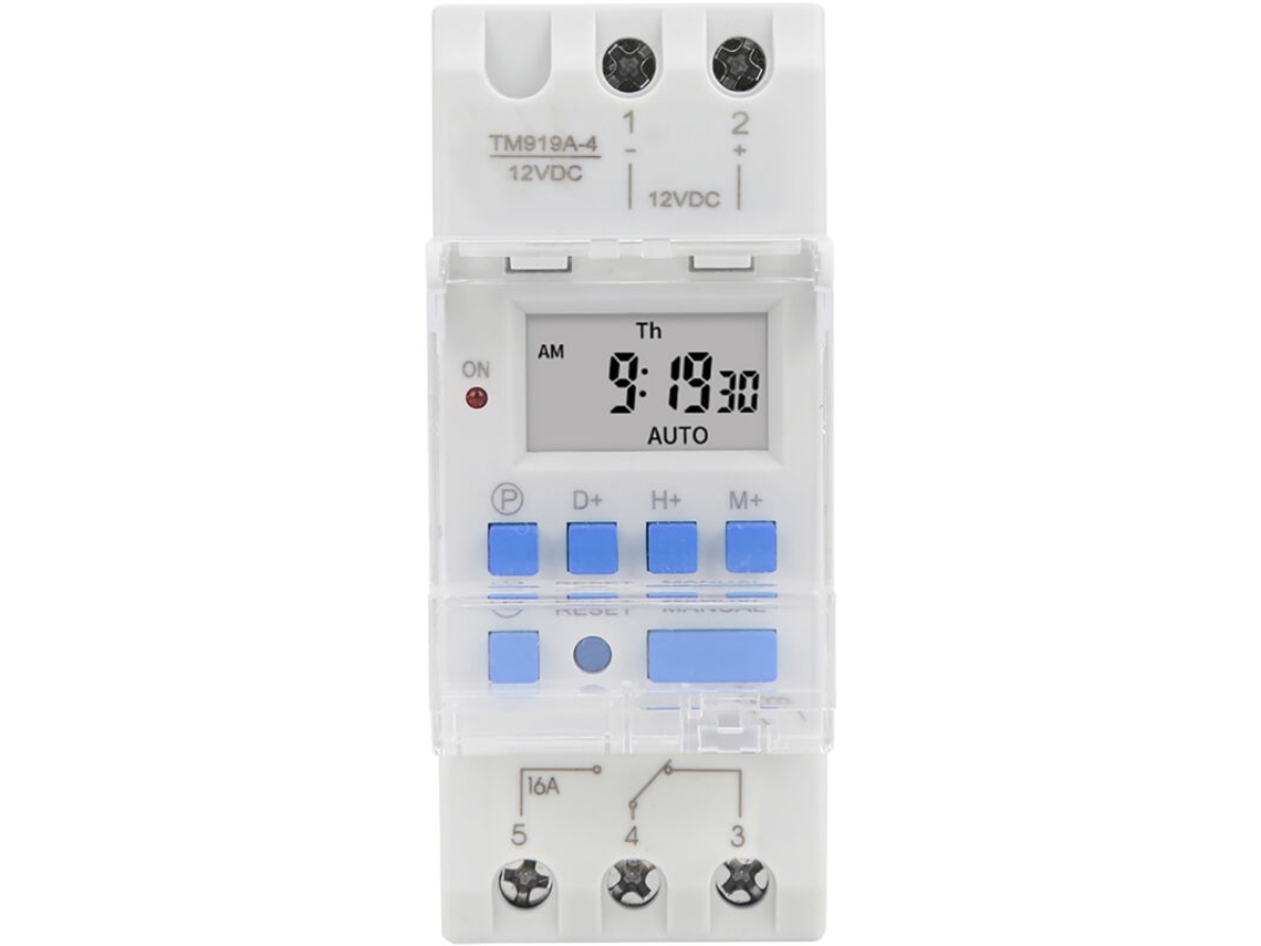Temporizador Semanal 12v Dc 16a com LCD e Bateria Substituível AQUAFORGE