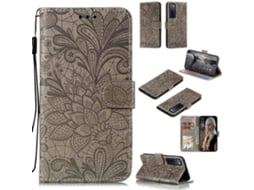 Capa Fólio Nova Smartphone Slot Alça Pulso Padrão Flor para Huawei Nova 7 HONGWE. Magnética com Porta-Cartões Multicor