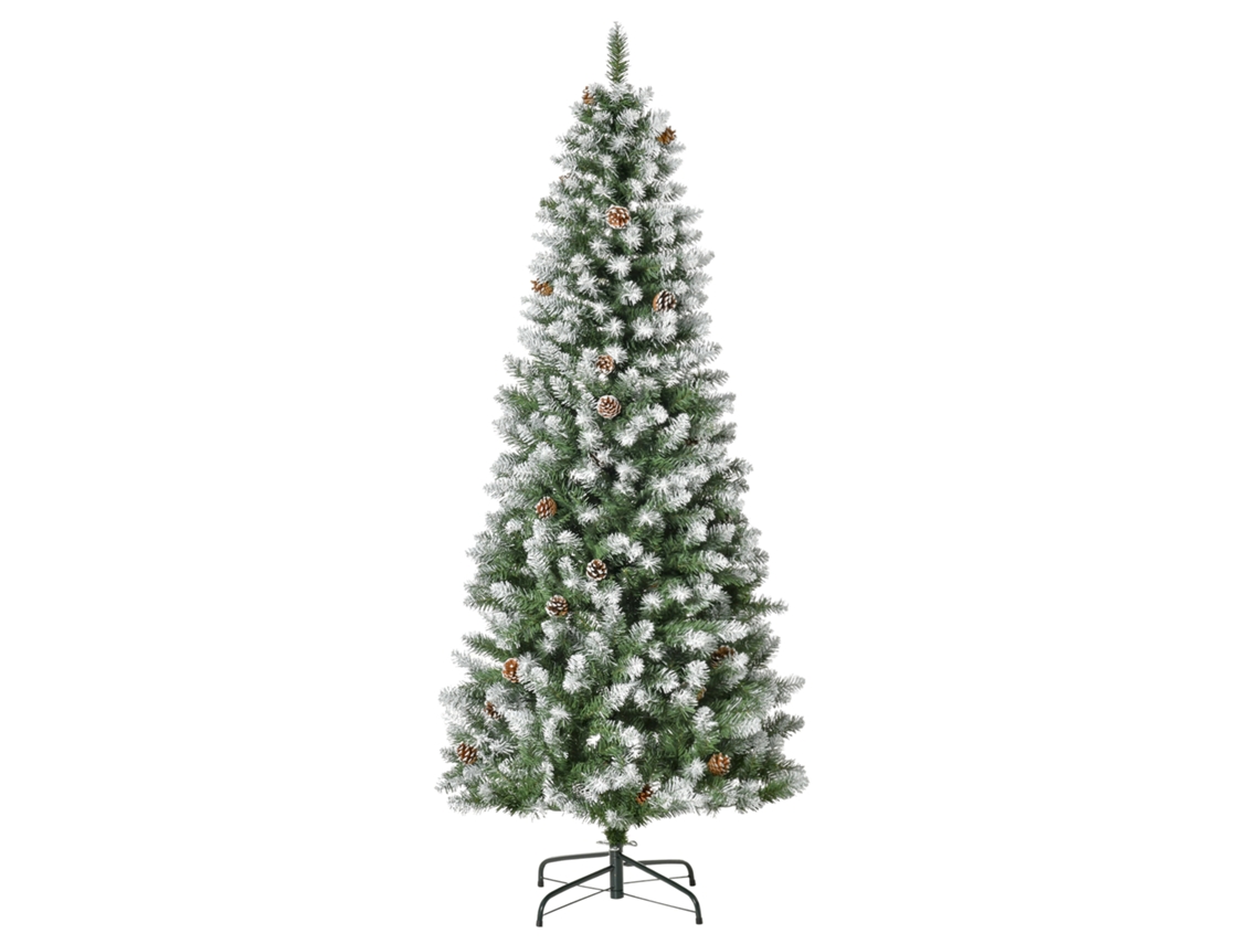 Árvore De Natal Artificial Ø75x180cm Com 630 Ramas E 37 Pinhas Folhas De Pvc Base Dobrável E Suporte Metálico Decoração De Para Interiores Verde