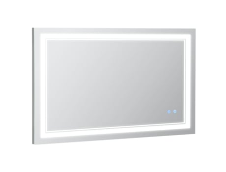 Espelho de Parede KLEANKIN Com Luz Led 3 Luzes Ajustáveis e Moldura de Aluminio (100x60cm)