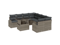 Conjunto 9 Móveis De Jardim Vidaxl Cinzento Vime Pe (100 X 55 X 73 Cm)