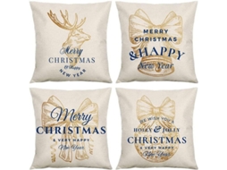 4 Capas de Almofada de Natal, com Padrões de Neve, 45x45cm | S/MARCA