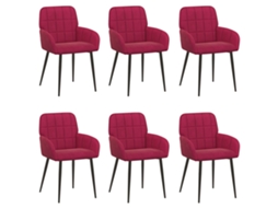 Conjunto 6 Cadeiras De Jantar Vidaxl Vermelho Veludo (57 X 50 X 85 Cm)
