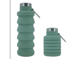 Garrafa De Água Plegável De Silicone Flexível 500ml, Para Esportes, Trekking, Ciclismo, Academia, Escola Com Gancho De Engate Verde