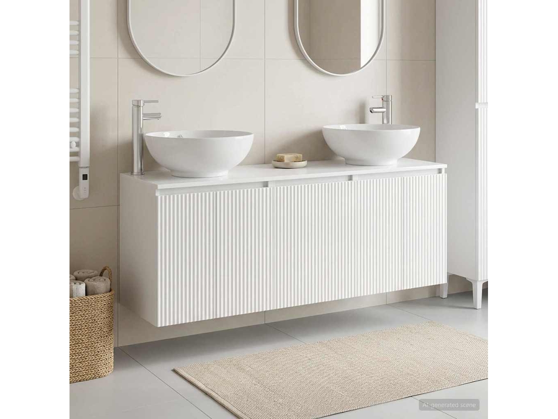 Vidaxl Conjunto De Armários Para Banheiro 3 Unid. Branco Brilhante