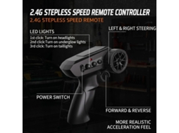 1/24 4wd Carro De Drift Rc, Carro De Controle Remoto 2.4ghz Recarregável Com Luz Led, Presente Perfeito Digitallab (prata 907)