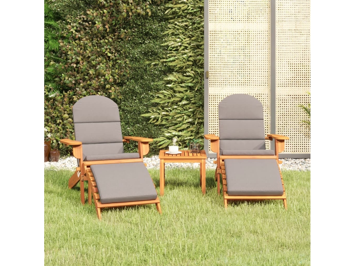 Conjunto Lounge 3 Pcs De Jardim Adirondack Acácia Maciça Dkd Home Decor