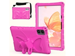 Capa Infantil Para Lenovo Idea Tab Plus Tb-361fu 12.1" (2025), Com Estampado De Borboletas Fofascom Alça De Ombro E Suporte. Rosa Choque Hexinyigjly