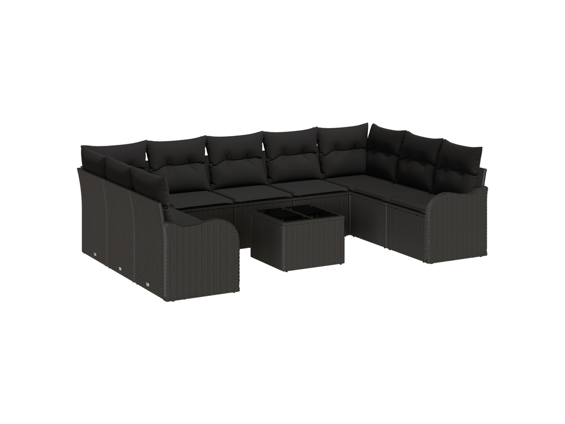 Conjunto 10 Sofá De Jardim Vidaxl Preto Vime Pe (55 X 55 X 37 Cm)