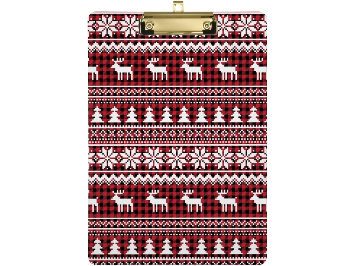 Prancheta com Estampa Xadrez de Natal e Ano Novo para Canteiro Obras 31,8 X 22,9 0,3 Cm Durável Resistente