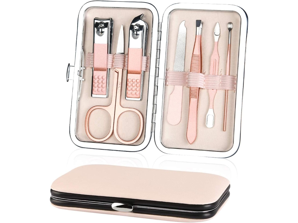 Lurelia Kit De Manicure E Pedicure 7 Peças, Em Aço Inoxidável, Dupla Face, Com Estojo, Para Cuidados Pessoais