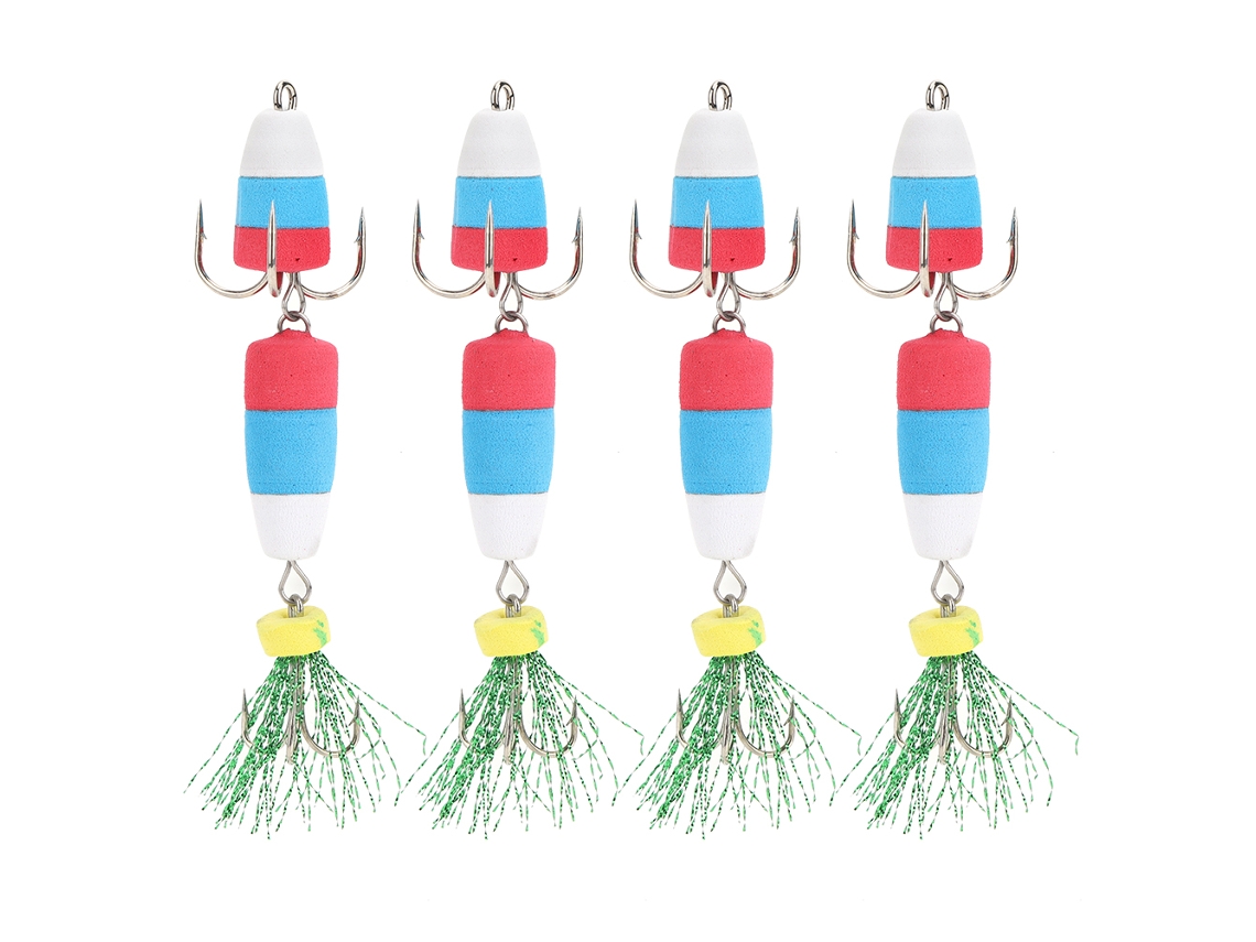 Fish Bait Hooks (attract Fish, Easy Baiting) 4pcs Bullet-shaped Foam Bait Hooks White And Blue