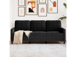 Vidaxl Sofá De 3 Lugares 180 Cm Veludo Preto