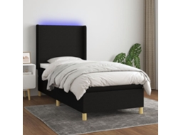 Cama Box Spring C/ Colchão E Led 90x190 Cm Tecido Preto