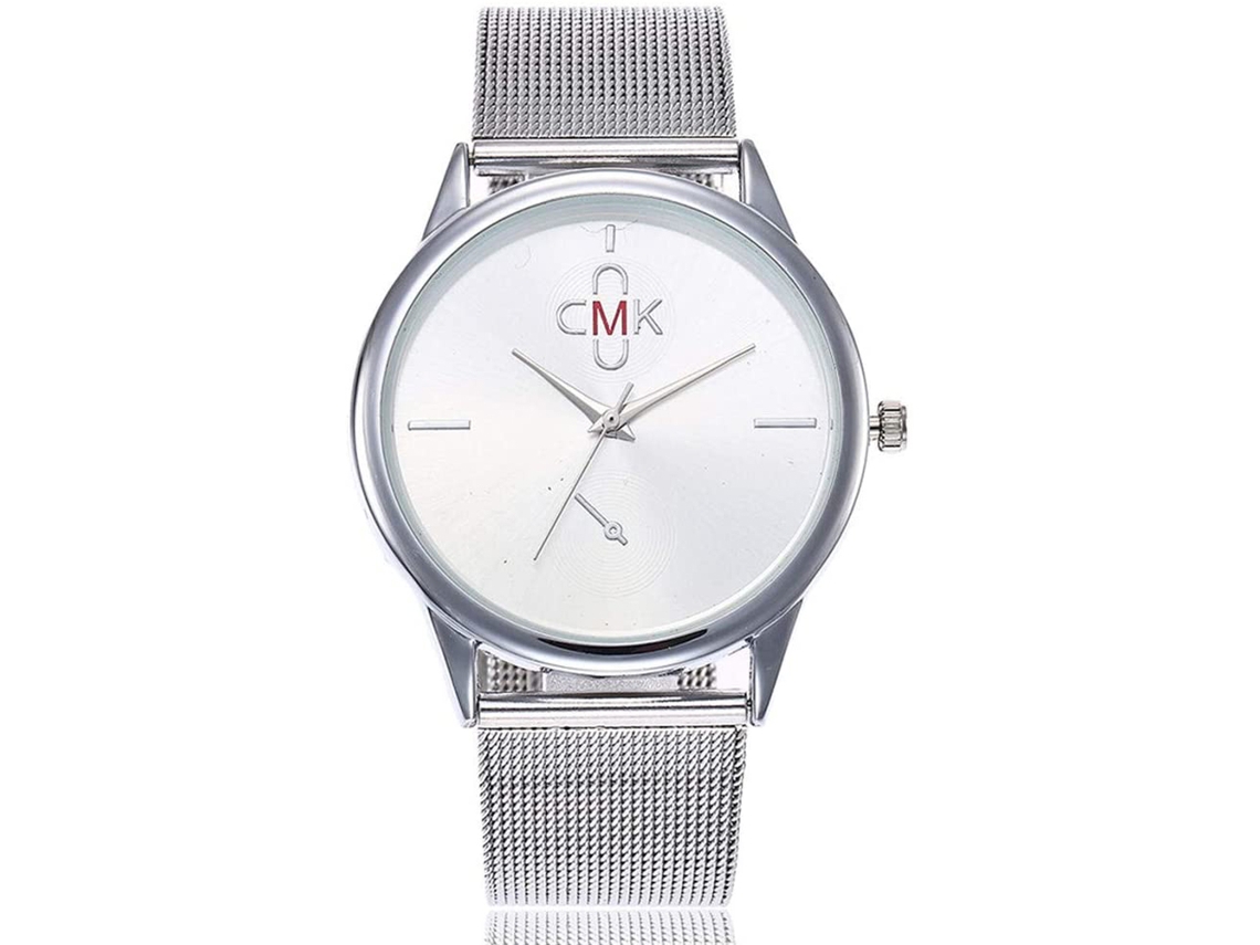 Relógio de Pulso Feminino Analógico de Quartzo Estilo Simples Prata Cmk
