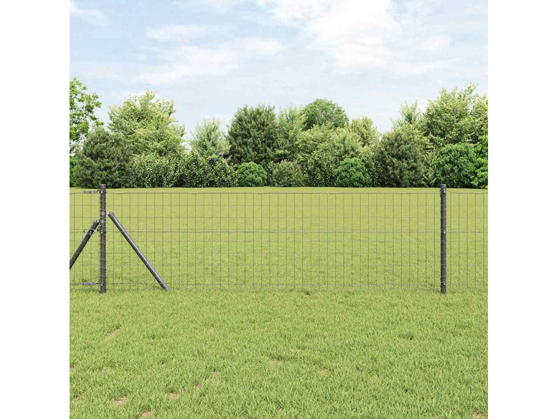 Vidaxl Cerca Euro 0,8 X 25 M Ferro Revestido De Pvc Cinzento