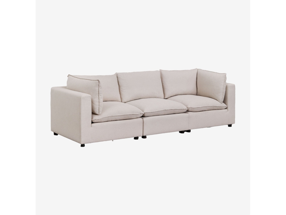 Sklum Sofá Modular De 3 Peças Daniela Poliéster                       Tecido Creme Bege