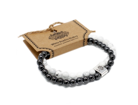 Pulseira Magnética com Pedras Preciosas Chakra Branco Howlite 10X4X3 Cm