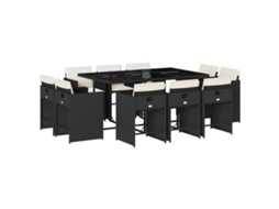 Conjunto de 11 Jantar para Jardim com Almofadões Vime Pe Preto MAISON EXCLUSIVE
