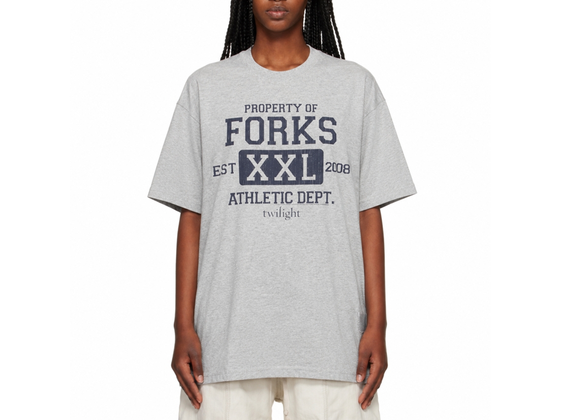 Rockinstone Twilight Movie Forks Athletic Dept Gray Adult T-shirt Size:l