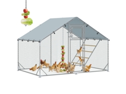 Curral De Galinhas De 6m² Para 6 A 8 Animais Com Telhado Impermeável. Manjedoura E Perca. 3x2x1,9m. Prata