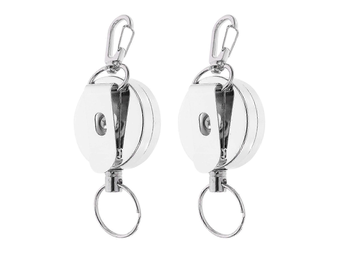 Porta-crachá De Chaveiro Retrátil Para Design Prático Para Uso Diário Prata 5,00x4,00x2,00cm Retrátil 2pcs Para Gerenciamento De Chaves