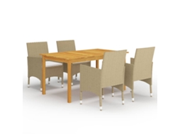 Dining Set, Dining Sets Vidaxl Bege Madeira De Acácia (n/a)