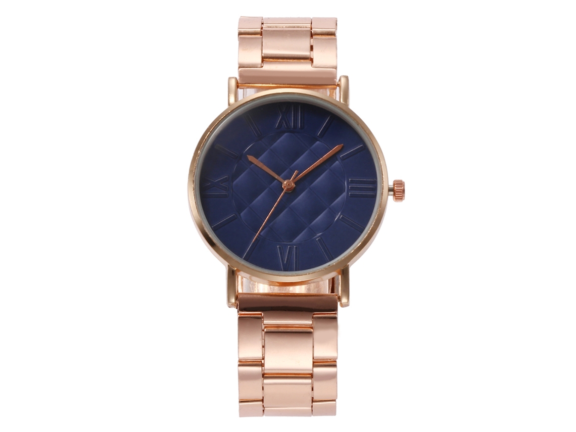 Relógio de Pulso Feminino Vansvar Moda Casual Mostrador Quadriculado Azul Quartzo