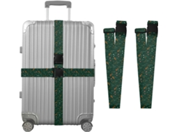 Conjunto De 2 Cintas Bagagem Com Estampa Floral Verde Para Malas, Cintas De Viagem, Acessórios Para Cintos, Conector De
