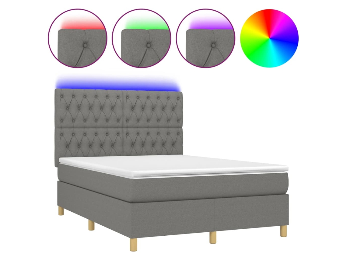 Box Spring Bed, Box Spring Beds Vidaxl Cinzeto Tecido (140 X 190 Cm)