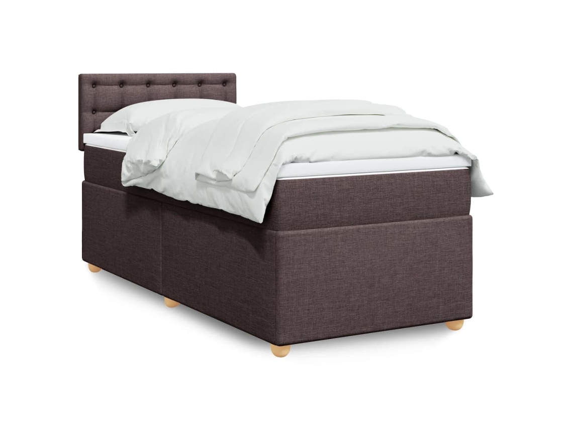 Vidaxl Cama Com Molas/colchão 100x200 Cm Tecido Castanho-escuro