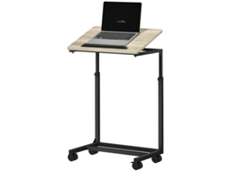 Mesa Lateral Em Formato De C Altura Ajustável Com Rodízios, Mesa Para Laptop, Para Espaços Pequenos/sala De Estar, 55x36x62,5 82,5cm, Branca Ycone