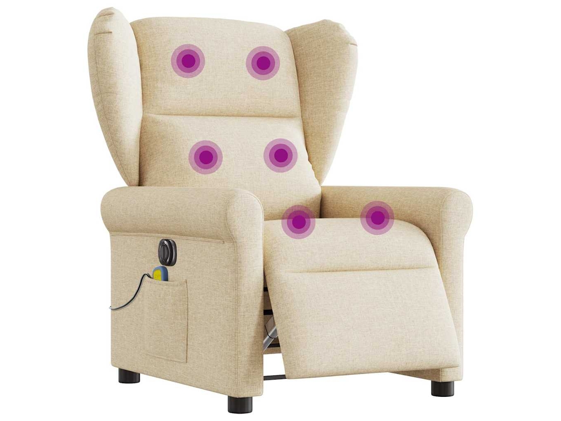Electric Massage Recliner Chair, Electric Massage Recliner Chairs Vidaxl Creme Tecido