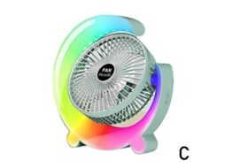Ventilador Portátil De 25-26 Polegadas, Recarregável Via Usb, Com Luzes De Led Coloridas E Ângulo De Visão Ajustável Em 180°.