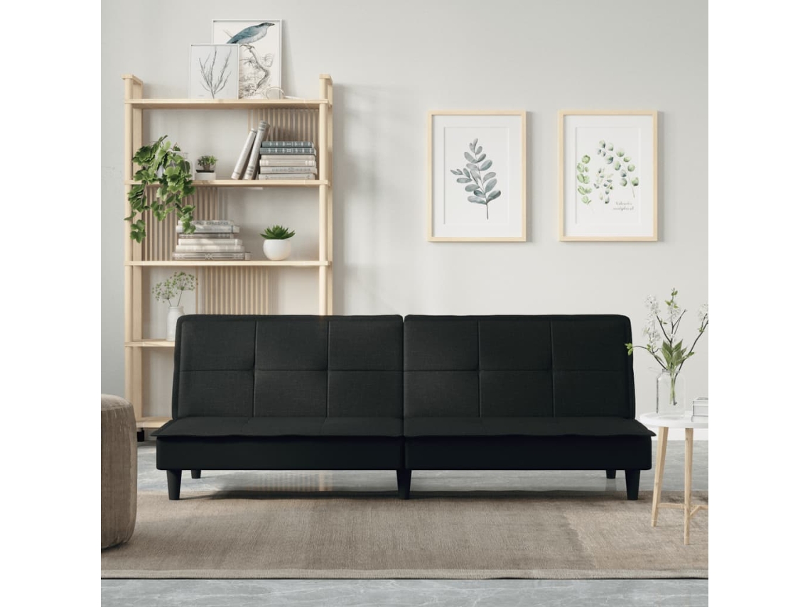 Vidaxl Sofá-cama Tecido Preto