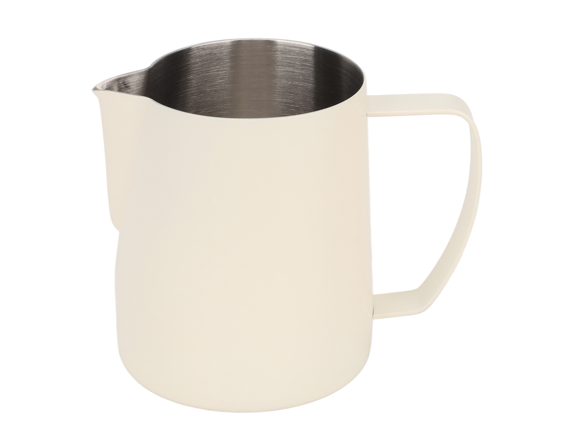 Jarra De Aço Inoxidável De 700ml Para Espumar Leite, Ideal Para Latte Art E Preparo De Café. Cor Bege
