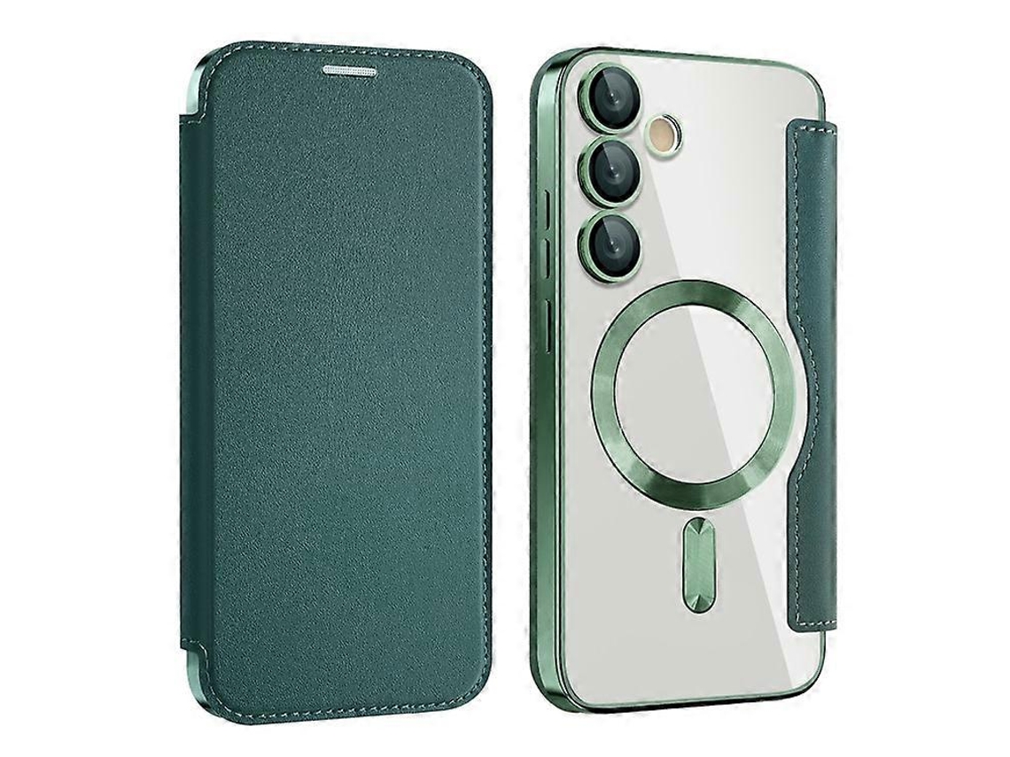Loja Iberiancapa Compatível Com Samsung Galaxy S24 Fe, Couro Com Rfid, Compatível Com Magsafe, Verde Escuro
