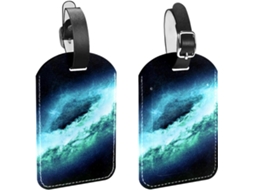 Conjunto De 2 Etiquetas Bagagem Galaxy Space Nebula Em Couro Sintético Proteger Sua Privacidade
